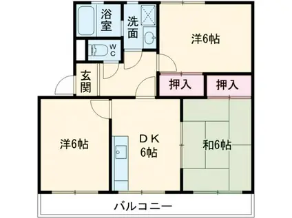 シティ・ナカヤマ B(3DK/2階)の間取り写真
