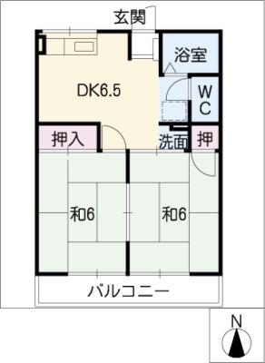 ソフィア(2DK/1階)の間取り写真