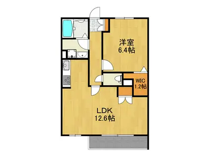エトワール中川(1LDK/2階)の間取り写真