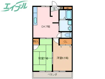 エクセレント山宝(2DK/1階)の間取り写真