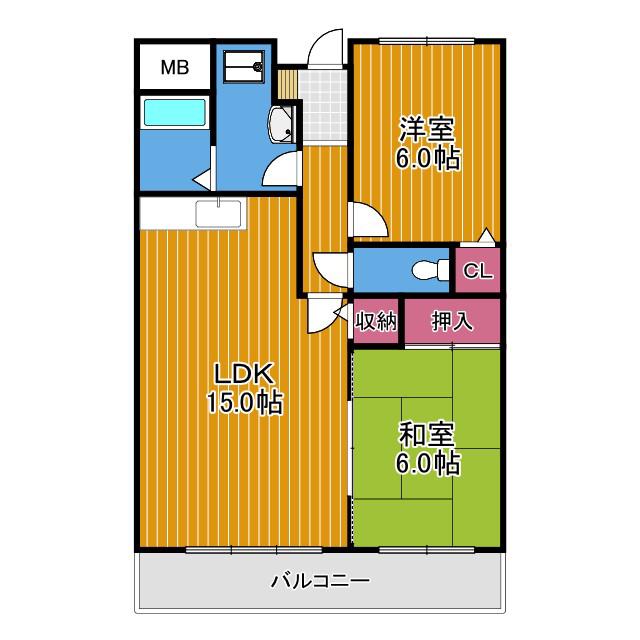 Kテラス(2LDK/3階)の間取り写真
