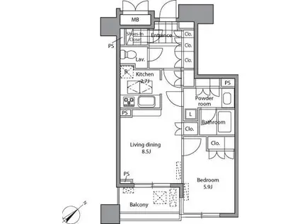 レジディア文京千石II(1LDK/4階)の間取り写真