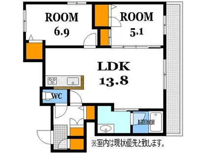 ADONIS長束(2LDK/1階)の間取り写真
