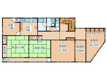 榴岡5丁目住居付事務所(3DK/2階)の間取り写真