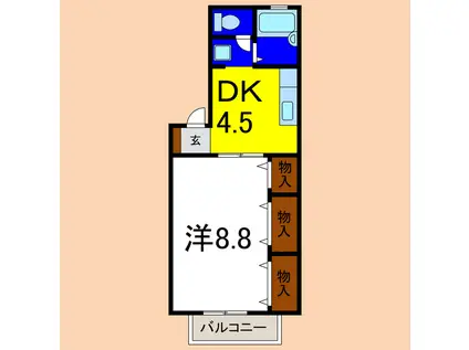 フロラシオン川内 I棟(1DK/1階)の間取り写真