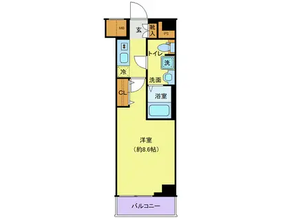 ジェノヴィア中野島(1K/1階)の間取り写真