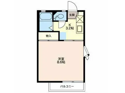 ラプラス平林(1K/2階)の間取り写真