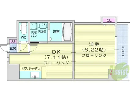 MSKコート(1DK/3階)の間取り写真