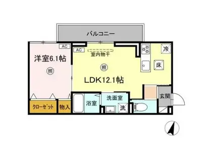 ロイヤルタウン八戸(1LDK/1階)の間取り写真