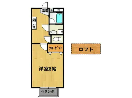 ジューンベリー(1K/1階)の間取り写真