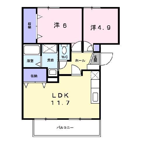 ビューパレスK2(2LDK/2階)の間取り写真