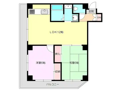 パティオス豊里館(2LDK/3階)の間取り写真