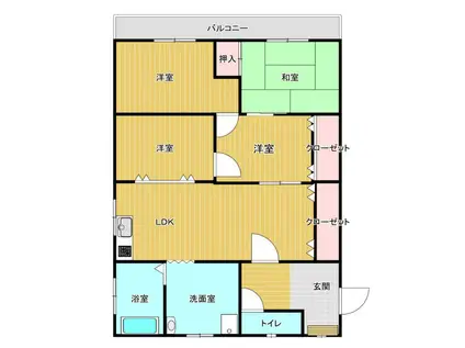 三陽南マンション(4LDK/4階)の間取り写真