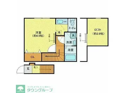 ウィング・ジムコA棟(ワンルーム/2階)の間取り写真