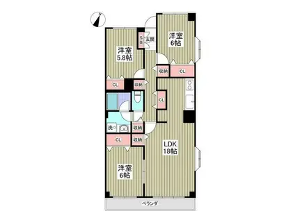 モンメール大磯(3LDK/1階)の間取り写真