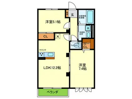 ベニーメゾンオオクボ(2LDK/2階)の間取り写真