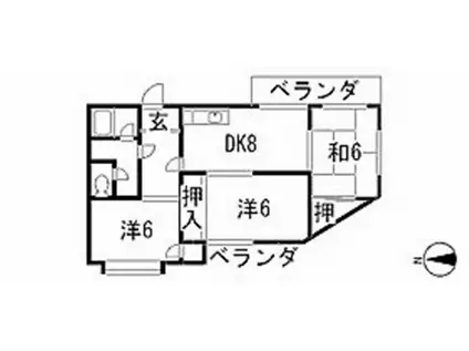 サニーハイツ高須(3DK/2階)の間取り写真