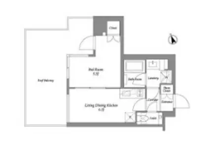 ENETIAL代官山(1DK/4階)の間取り写真