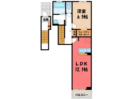 メゾン ミモザV(1LDK/2階)の間取り写真