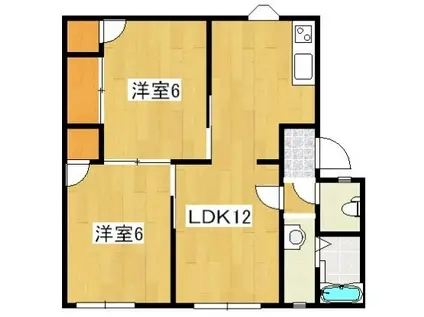 ヴィラリエゾンA(2LDK/1階)の間取り写真