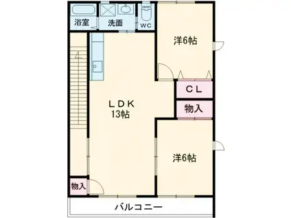 フレグラントパル C(2LDK/2階)の間取り写真