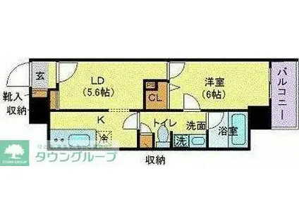 カスタリア蔵前(1LDK/11階)の間取り写真