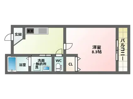 クローバーハイツ鷹合(1K/3階)の間取り写真