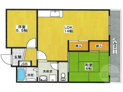 エミネンス千里(2LDK/2階)の間取り写真