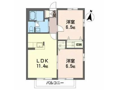 レトウワール(2LDK/1階)の間取り写真