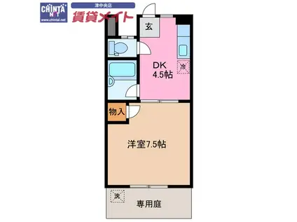 コーポ牛場(1DK/3階)の間取り写真