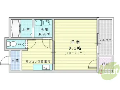 ハイマートセンリ(1K/4階)の間取り写真