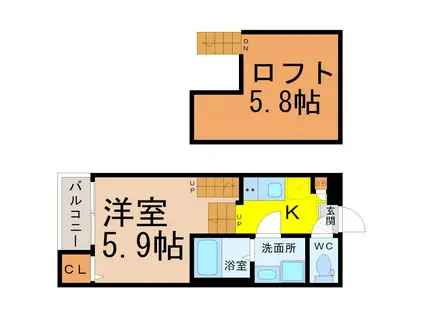 ハーモニーテラス平安III(1SK/1階)の間取り写真