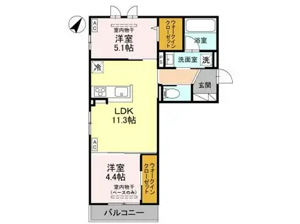 D-GRANDE下轡田 C(2LDK/2階)の間取り写真