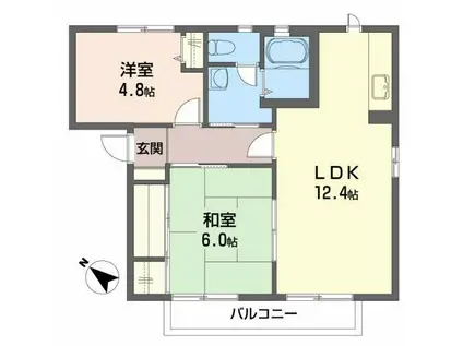グランシード21B(2LDK/1階)の間取り写真