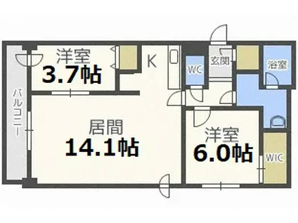 SーFORT豊平三条(2LDK/6階)の間取り写真