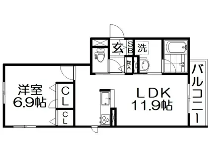 SHAMAISON HOSHIYA(1LDK/2階)の間取り写真
