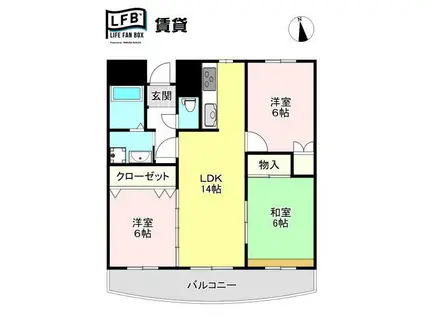 グレイスフォート岬(3LDK/3階)の間取り写真