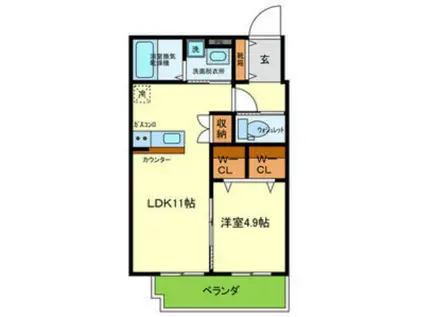 ドムスウエスト(1LDK/1階)の間取り写真