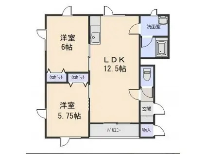 フロストアッシュ柳町(2LDK/1階)の間取り写真