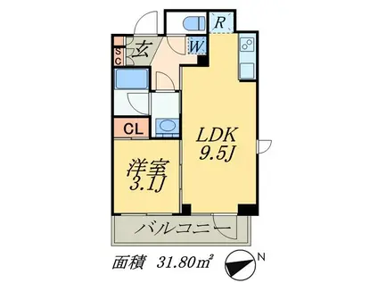 パークアクシス本所吾妻橋(1LDK/3階)の間取り写真