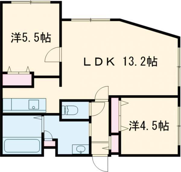 CALM千歳(2LDK/4階)の間取り写真