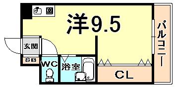 ゴールドビレッジ(ワンルーム/4階)の間取り写真