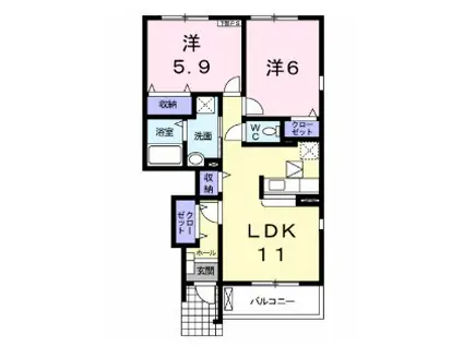ロイヤルパレス(2LDK/1階)の間取り写真