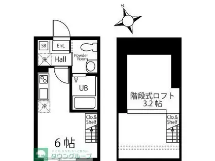 ハーミットクラブハウスコルド(ワンルーム/1階)の間取り写真