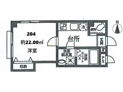 COCOフォレスト(1K/2階)の間取り写真