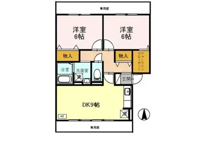 クレール・コート(2DK/1階)の間取り写真