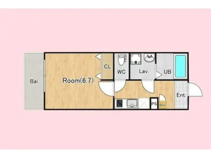 ジーメゾン桶川朝日(1K/3階)の間取り写真