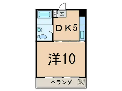 北千束ハイツ(1DK/5階)の間取り写真