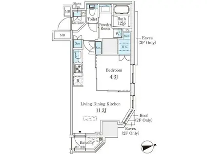 浅草田原町レジデンス(1LDK/8階)の間取り写真