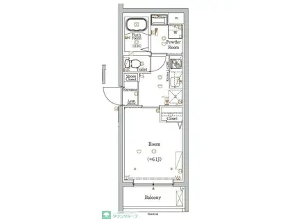 スカイコートソレア新丸子(1K/2階)の間取り写真